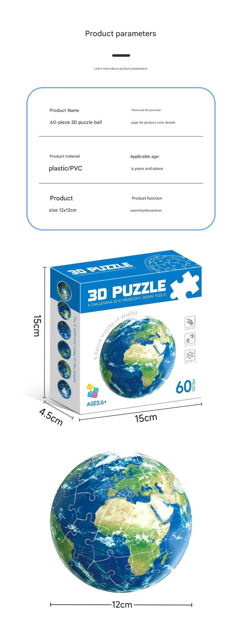 3D Puzzle World Globe for Kids & Adults Interactive Educational