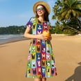 thumbnail image 4 of Disketp Colorful Bulldog para Vestido de Manga Corta para Mujeres, Vestidos de Verano para Mujeres, Casual y Holgado para la Playa, 4 of 6