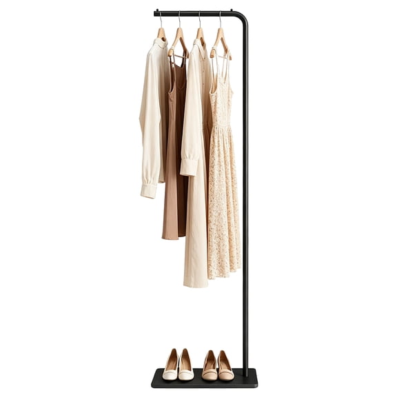 L-Shaped Freestanding Coat Rack, Minimalist Metal Coat Stand with Stable Base, 66.9 in Tall Heavy Duty Metal Clothes Rail for Small Spaces, Bedroom, Entryway Clothes Storage