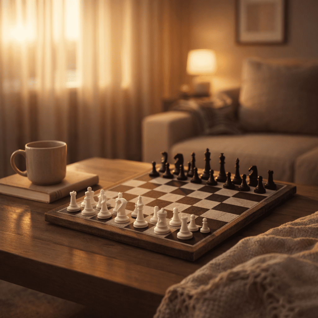 Desktop Chess Sets  – Wooden Chess Set with Real Wooden Checkerboard, Suitable for Family Game Night, Fast & Easy Setup, Chess Board Set for Home or Office, 9.25 × 9.25 × 2.25 Inches