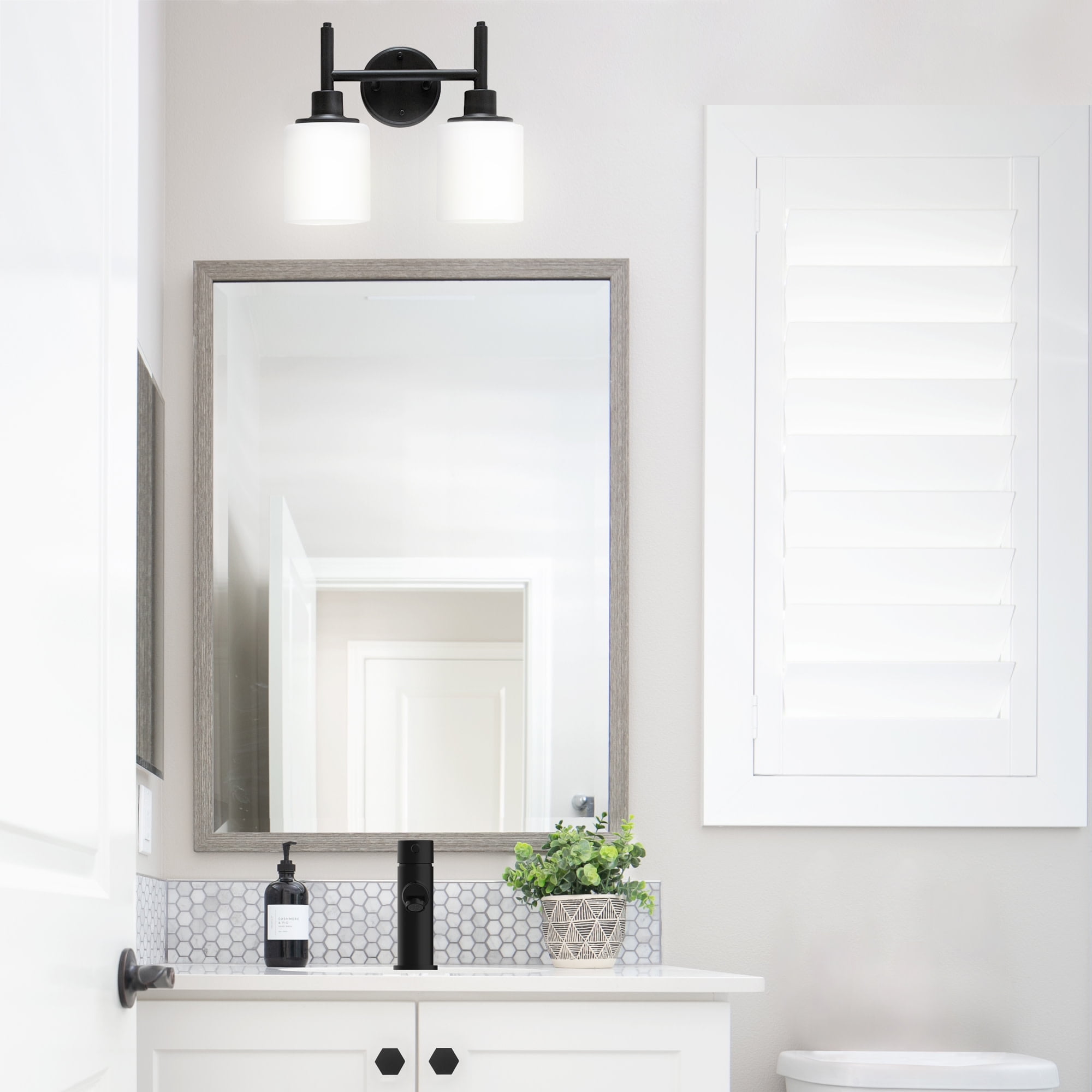 Design House Aubrey 2-Light Transitional Indoor Dimmable Wall Light, Matte Black