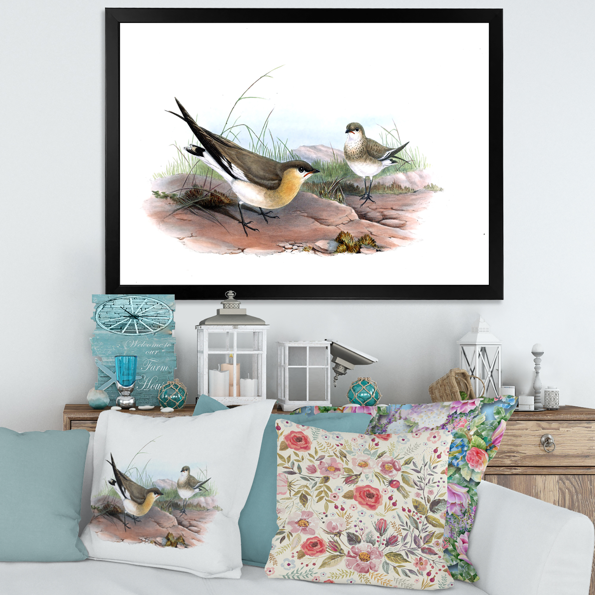 Designart 'Ancient Bird Illustration II' Farmhouse Framed Art Print