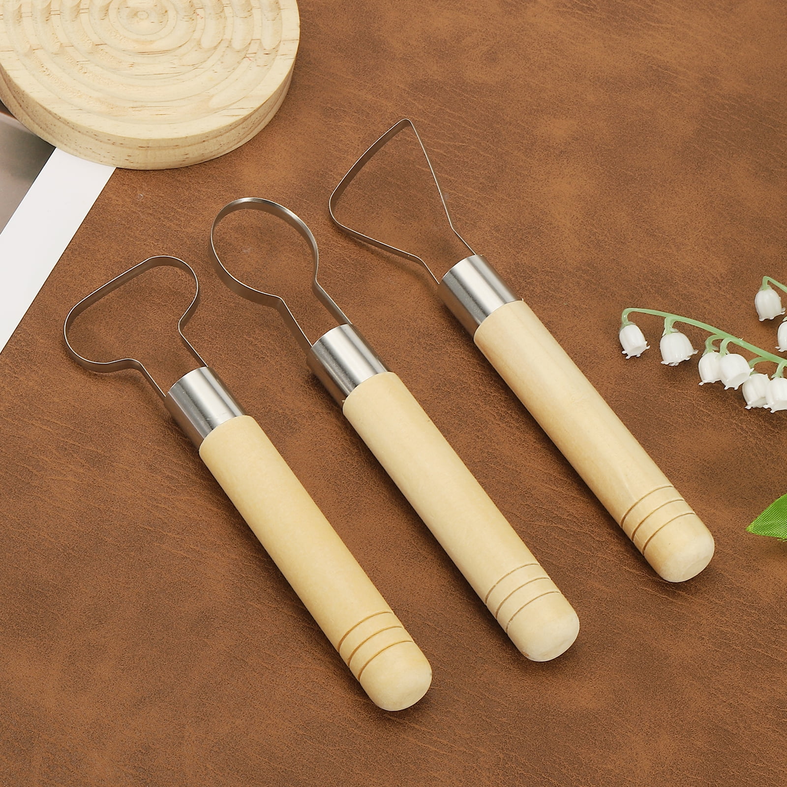 Uxcell 1Set Pottery Handle Making Tool, Pottery Cup Handle Shape Sculpture Scraper Clay Carving Trimming Clay Extruder Tool for Cup Making Ceramic Craft (3 Style)