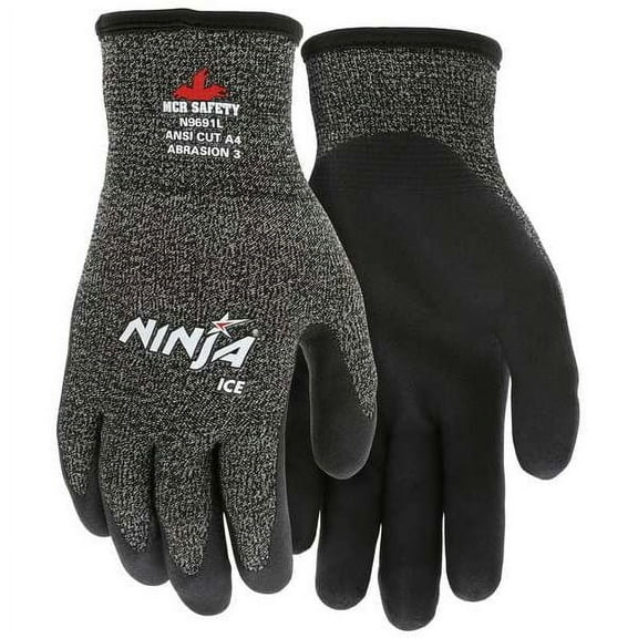 Mcr Safety Ninja Ice Acrylic Terry Inner Lining, L, Black, White N9691L