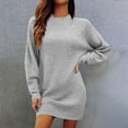 thumbnail image 3 of Efsteb Women's Long Sleeve Sweater Dresses Crewneck Casual Knitted Sweater Dress Trendy Fall Pullover Sweater Dress (Gray,M), 3 of 8