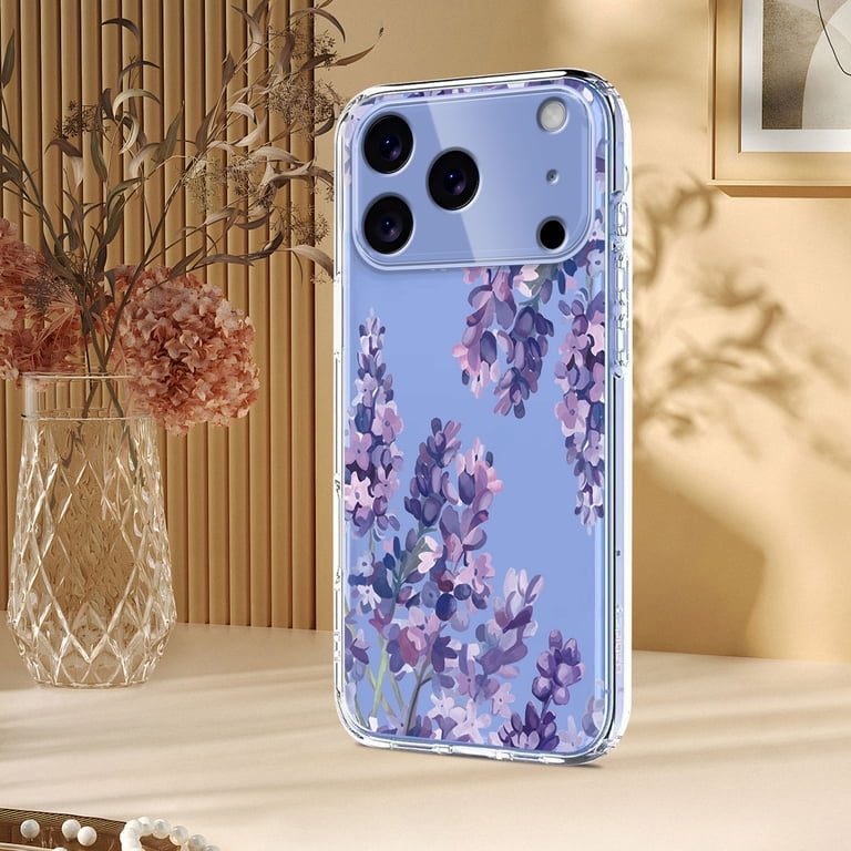Compatible with iPhone 17 Pro Max Case Clear with Flower Design