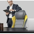 thumbnail image 2 of DXRacer Master Series Luxury Egnomic Office Chair for Big and Tall, with EPU Leatherette Upholstery, head rest and intergrated lumbar support, Gray and Yellow, 2 of 8