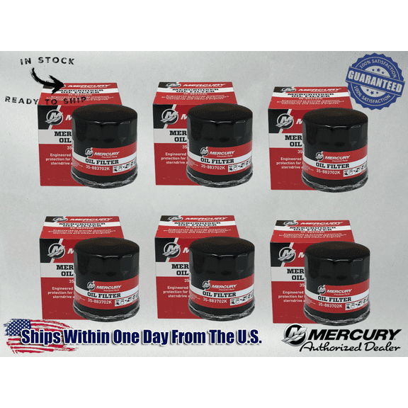 Mercury Genuine OEM Authentic Oil Filters 35-883702K 6 Pack