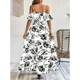 thumbnail image 3 of ZOELNIC Women's Floral Maxi Dress Cold Shoulder Split Thigh Belted A Line Long Summer Dress, S, 3 of 4