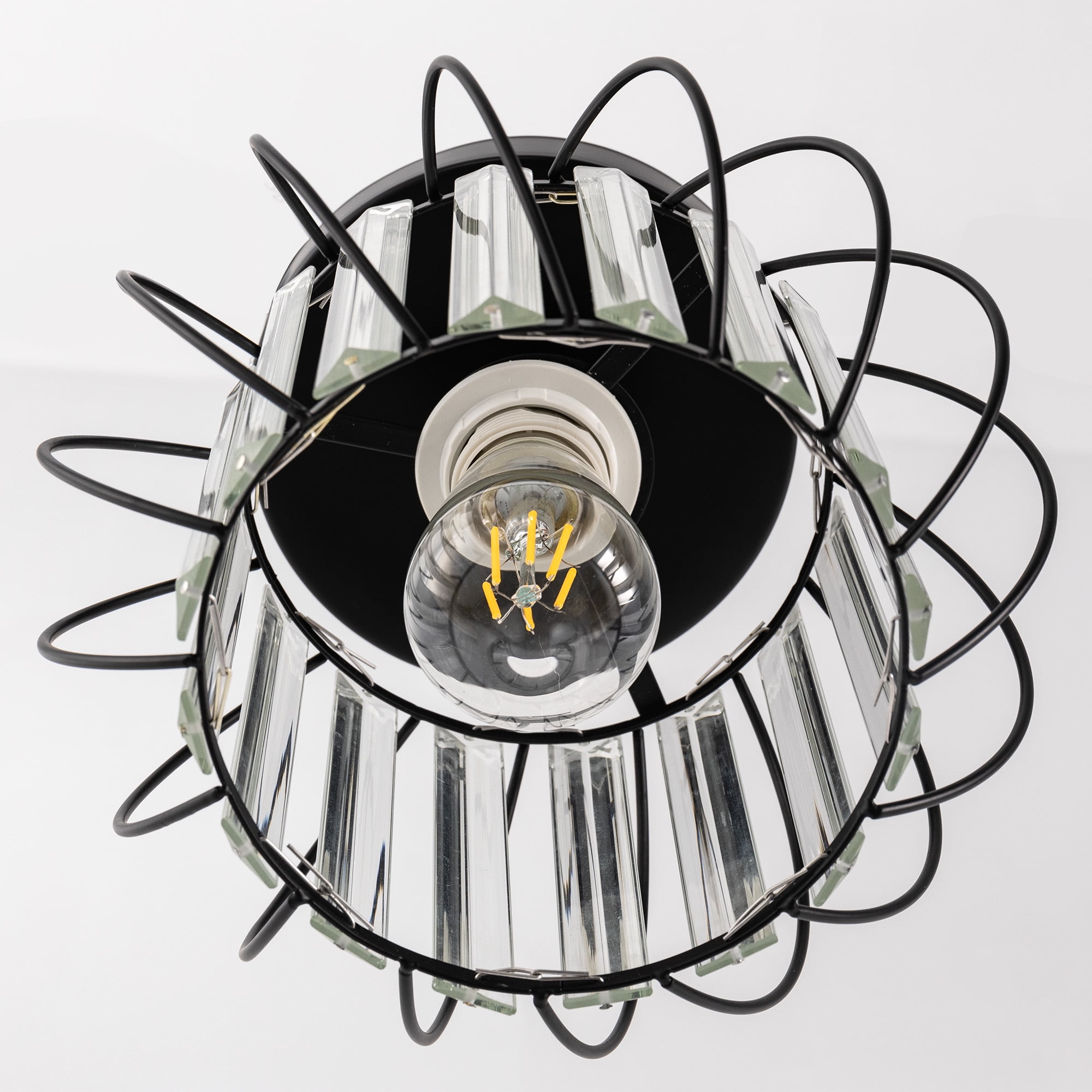 YANSUN 7.08 in 1 Light Black Modern Semi Flush Mount Ceiling Light for Bedroom Foyer Kitchen