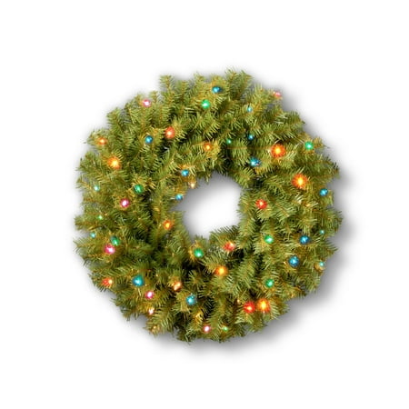 National Tree 24" Norwood Fir Wreath with 50 Multi Colored Lights