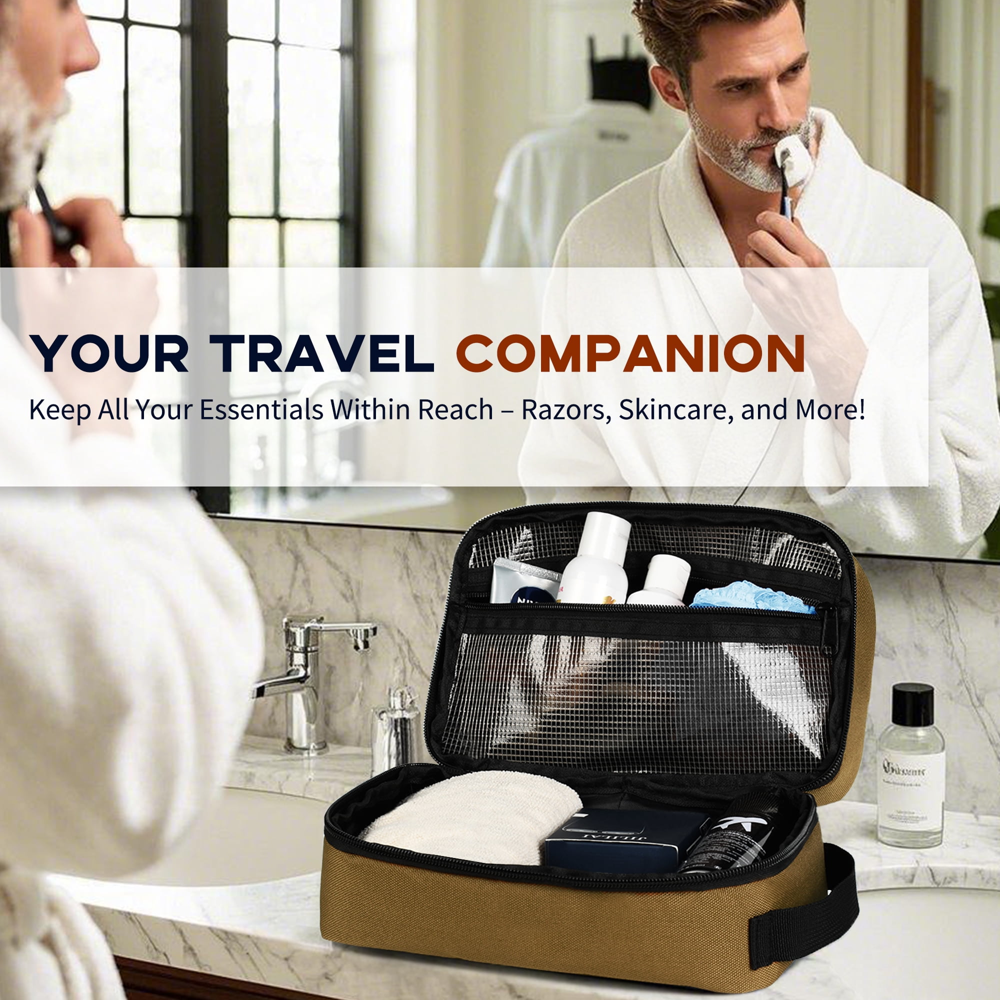 best travel companion toiletry bag Wrangler Toiletry Bag for Men, Travel Shaving Dopp Kit, Oxford Fabric Tech  Kit Bathroom Organizer, Gifts for Men
