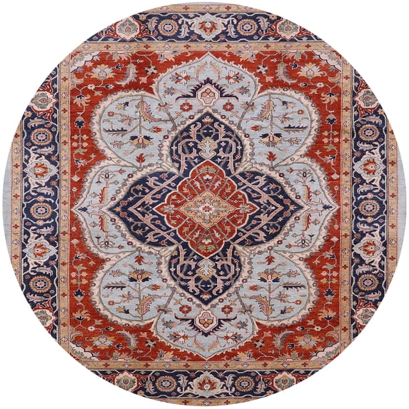 Ahgly Company Indoor Round Mid-Century Modern Chestnut Brown Oriental Area Rugs, 4' Round