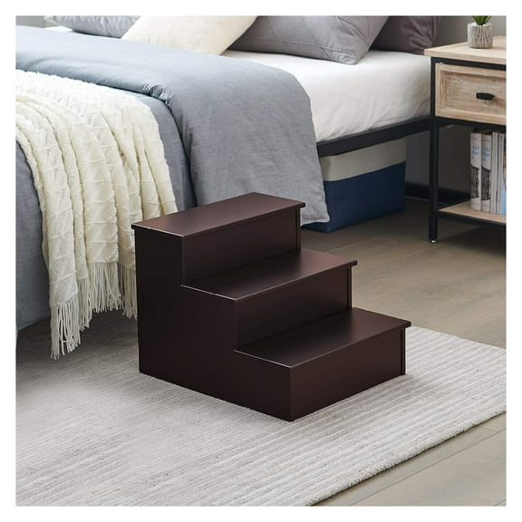 – Darien 3 Step Wood Step Stool for Adults or Kids, Dog Stairs, Cherry