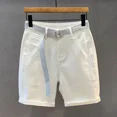 thumbnail image 5 of Pantalones cortos de mezclilla para hombre, bermuda larga, holgada, a cuadros, anchos, para hombre, pantalones vaqueros cortos finos, azules, moda coreana, original, Harajuku, XL, 5 of 5