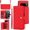 Red, variant on MYKOMI Phone Case for Google Pixel 9/Pixel 9 Pro, PU Leather Wallet Case with Card Holder Wrist Strap Kickstand Shockproof Protective Cover Case