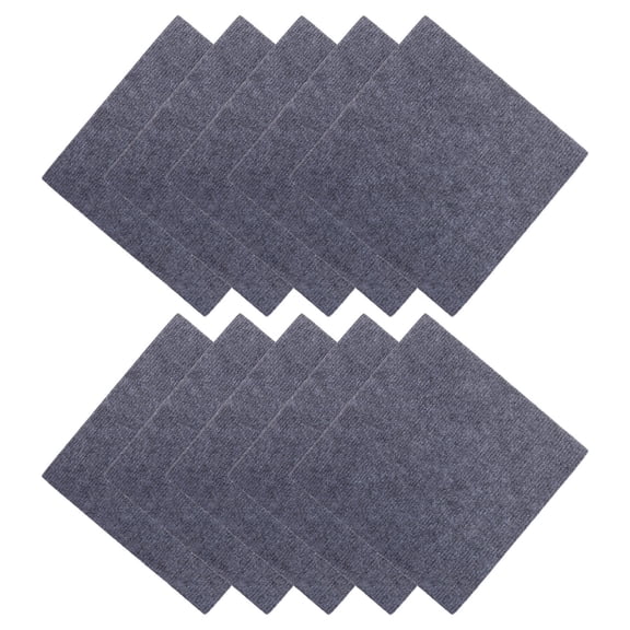 WRISTBIQUE 10Pcs Self Stick Carpet Tiles Dark Grey Hard Wearing Peel and Stick Flooring