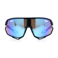 thumbnail image 4 of Boys Color Mirror Sportsmans Shield Oversized MTB Wrap Around Plastic Sunglasses Black - Blue Mirror, 4 of 7