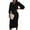 Black, variant on Fall Spring Women Dress - V Neck Bubble Sleeves Formal Business Style Slim Fit Solid Color High Waist OL Commuting Office Midi Dress