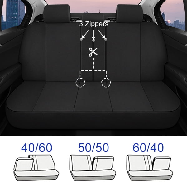 CAROMOP Waterproof Car Seat Cover Full Seats, Neoprene Seat Covers for Cars,Split Bench Compatible Car Interior Covers, Universal Fit Most Car Sedan Truck SUV(Black)