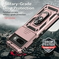 thumbnail image 5 of for Google Pixel 7a Case, Soft TPU & Hard PC Anti-scratch Sliding Cover Full Protection Ring Stand Rotating Kickstand Holder Magnetic Shockproof Phone Case Cover for Google Pixel 7a 2023, Rosegold, 5 of 8