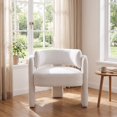 thumbnail image 5 of TLSUNNY Modern Accent Barrel Chair, Velvet Upholstered Armchair with 3 Legs, Comfy Leisure Reading Chair for Dining/Living Room/Bedroom, White, 5 of 9