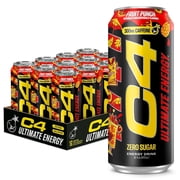 C4 Ultimate Energy Drink, 300mg Caffeine, Zero Sugar, High-Performance Energy for Pre-Workout, Endurance, and Focus, Fruit Punch, 16oz (Pack of 12)