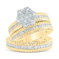 thumbnail image 3 of 10K Yellow Gold His Hers Round Dia. Cluster Matching Wedding Set 1ctw, Women's Sz: 5-10, Men's Sz: 7-13, 3 of 3