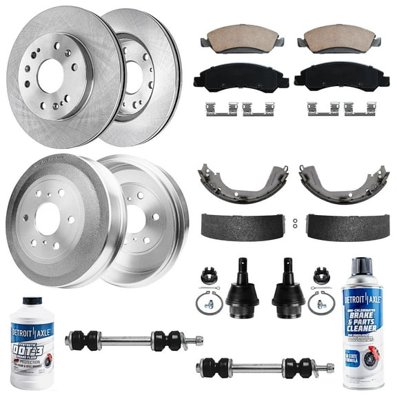 Detroit Axle - Front Disc Rotors Brake Pads Rear Brake Drums Suspension Kit Replacement for Chevy Silverado GMC Sierra 1500 Fits select: 2011 ,2013 CHEVROLET SILVERADO K1500 LT