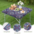 thumbnail image 4 of Blue Ethnic Paisley Pattern Square Fitted Tablecloth with Elastic Edge,Square Table Cover,Washable Elastic Table Cover for Home Kitchen Party Decor 34"x34", 4 of 6