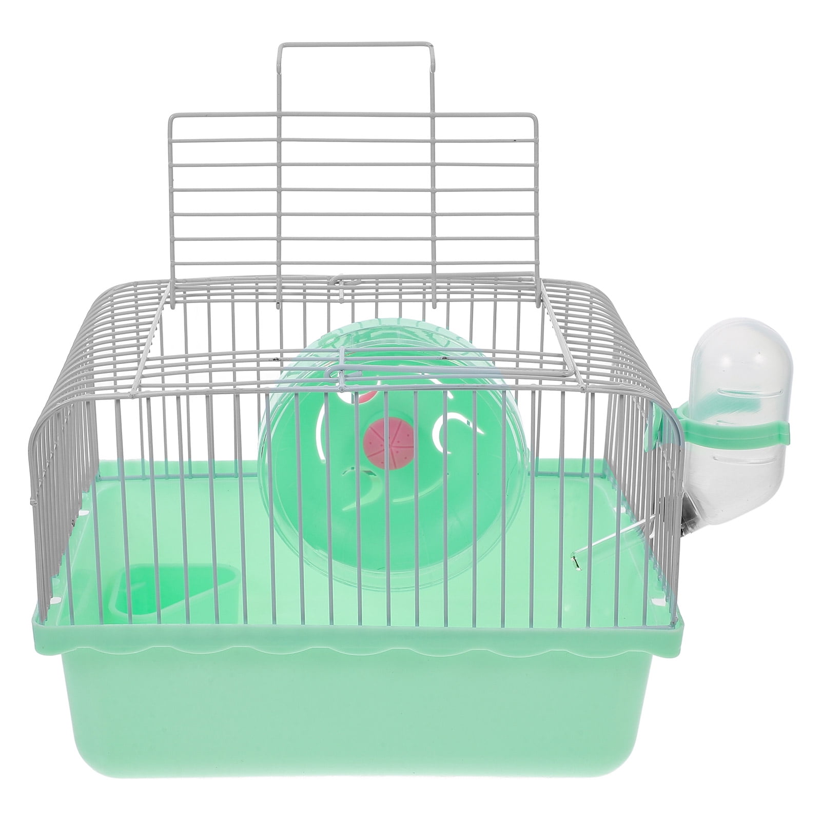 COMPUKAS Portable Green Hamster Cage Travel Carrier with Water Bottle Holder and Habitat Accessories