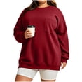 thumbnail image 3 of Women's Plus Size Crewneck Sweatshirt Oversized Long Sleeve Pullover with Chest Pocket Casual Fleece Top for Fall Winter Daily Wear, 3 of 9