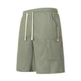 thumbnail image 3 of Summer Cargo Shorts Mens Plus Size with Pockets Elastic Waist Solid Color Pants for Outdoor Work Summer Men's Hiking Cargo Workwear Gifts for Men Green XS, 3 of 5