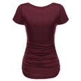 thumbnail image 2 of FashionOutfit Women's Cap Sleeve Scoop Neck Shirred Tee, 2 of 3