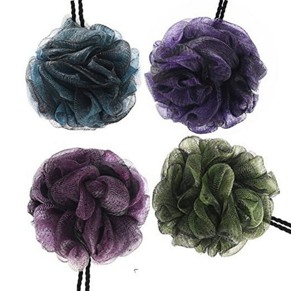 4-Pack Large Mesh Pouf Bath Sponge Loofahs – Exfoliating Shower Balls for Full Body Cleanse & Skin Rejuvenation TIKA