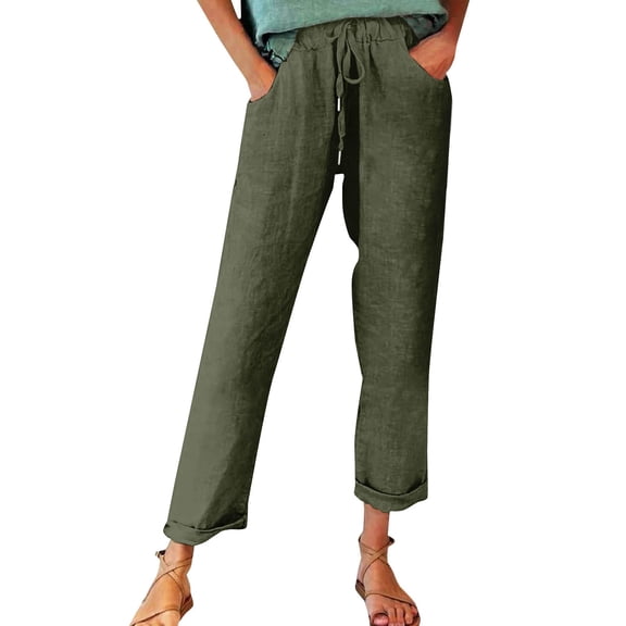 Seductiva Casual Pants for Women Women's Autumn Fragrant Linen Linen Vintage Floral Print Casual Pants – Perfect for Spring Comfortable and Trendy for Relaxed Days and Everyday Wear