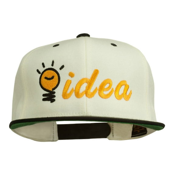 Light Bulb Idea Embroidered Snapback Cap - Natural Black OSFM