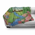 thumbnail image 3 of Cartoon Soft Flannel Fleece Throw Blanket, Style Illustration of a Little Girl in Calming Nature Green Fields River, Cozy Plush for Indoor and Outdoor Use, 50" x 70", Multicolor, by Ambesonne, 3 of 6