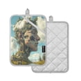 thumbnail image 2 of Two Pieces Of Square Heat Insulation Pad Oven Mitts 7x9.8 Inch Oven Microwave Kitchen Cooking Baking Super Cool Stone, 2 of 7