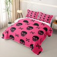 thumbnail image 3 of Homewish Spooky Skull Quilt Full,Happy Halloween Full Bedspread Sets,Hot Pink,3pcs, 3 of 7