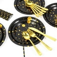 thumbnail image 2 of 200PCS Birthday Decorations, Party Supplies, Disposable Happy Birthday Tableware Set, Paper Plates Napkins Cups, Plastic Forks Knives Spoons （25Guests） (Black), 2 of 14