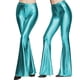 thumbnail image 5 of Pantalones acampanados con cintura elástica y moda de cuero brillante para mujer de escenario sexy de Europa y Estados Unidos, pantalones de pierna ancha para discoteca, 5 of 5