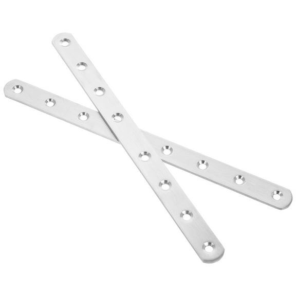 Hemoton 2pcs Stainless Steel Flat Plate Bracket Straight Flat Fixing Mending Plate Bracket Reliable Support for Shelving Furniture and DIY Projects