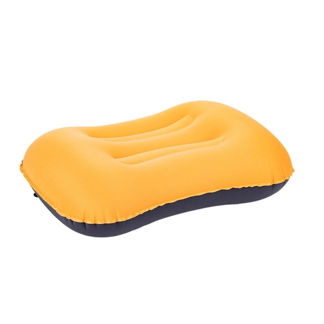 Almohada inflable para acampar, almohada para dormir, almohada para el cuello, almohada de viaje, ergonómica, ligera, material de tela elástica de TPU Naranja