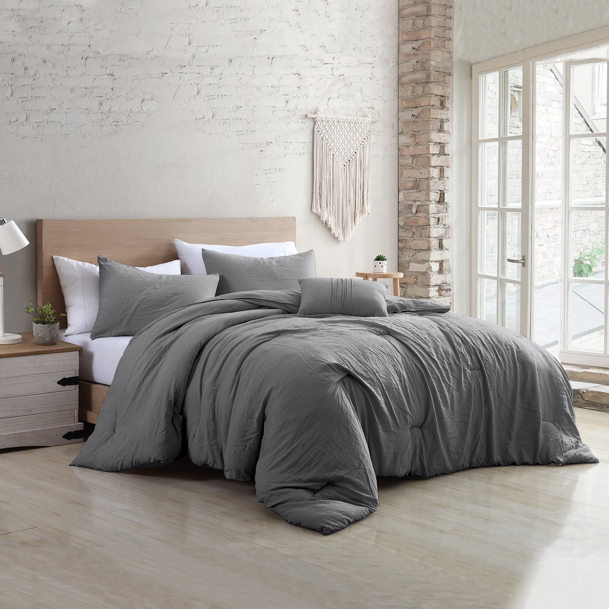 Modern Threads Beck 4Piece Garment Washed Comforter Set, Gray, King