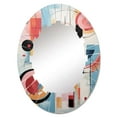 thumbnail image 2 of Designart "Pop Art Geometric euphony I" Modern Round Wall Mirror - Fashion Oval Printed Decorative Oversized Mirror - Multiple Color Options, 2 of 4