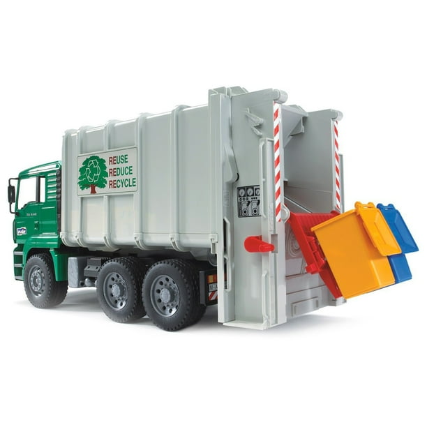 Bruder Toys MAN Back Loading Garbage Waste Toy Truck Vehicle with 2