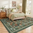thumbnail image 2 of ATHOPE 5x7 Area Rugs for Living Room Bedroom, Floral Washable Soft Low Pile Rug with Non-Slip Backing, Large Vintage Distress Print Pattern Carpet, Green Floral, 2 of 7
