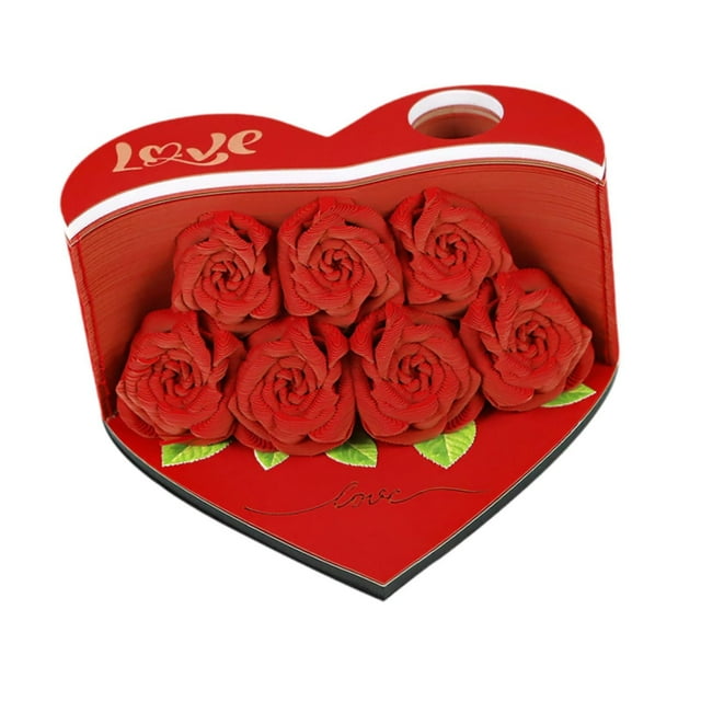 Bloc de notas 3D Zulema 156 páginas Diseño de rosas Rojo