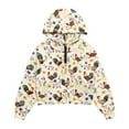 thumbnail image 4 of Xoenoiee Rooster Chicken Floral Print Girls Half Zip Up Sweatshirt Long Sleeve Pullover Cropped Hoodie Fall Trendy Back to School Fall Clothes, Size 7-8 Years, 4 of 7